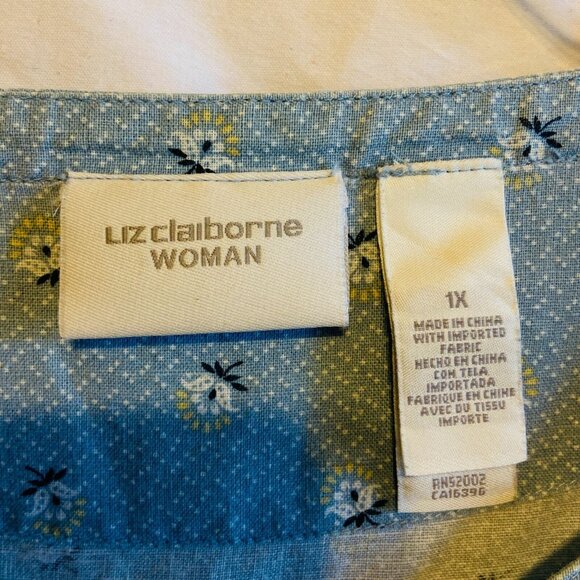 #4477 Liz Claiborne Woman blue button down long sleeve shirt size 1X - Picture 4 of 7